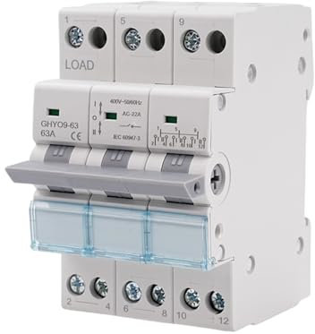 Conmutador 3P 63A interruptor seccionador de transferencia manual de doble potencia AC 400V Conmutador transferencia manual doble potencia con indicador de potencia Montaje en carril DIN.