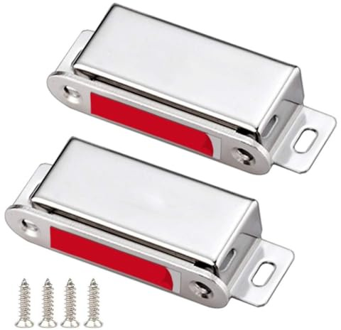 Lot de 2 loquets de porte magnétiques – 30 kg – Aimants d'armoires robustes en acier inoxydable pour armoire, placard de cuisine et placard (2 supports de porte solides)