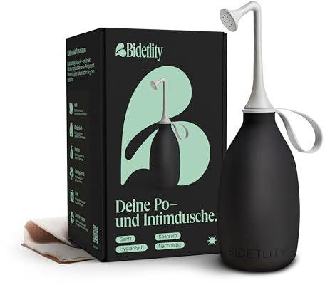BIDETLITY Butt & Intimate Shower 3.0 – Travel Portable Bidet – Replaces Wet Wipes & Saves Toilet Paper – Travel Bag Included, BPA-Free, Bold Black