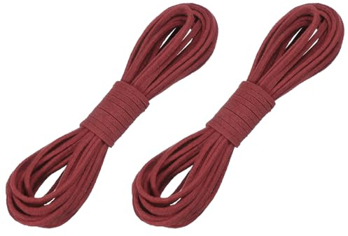 sourcing map 2 Pcs Faux Suede Leather Cord, 2.6mm x 5.5 Yards Flat Thin String Leather Crafting Rope Thread for Jewelry Making Necklace Bracelet DIY Handmade Crafts, Burgundy