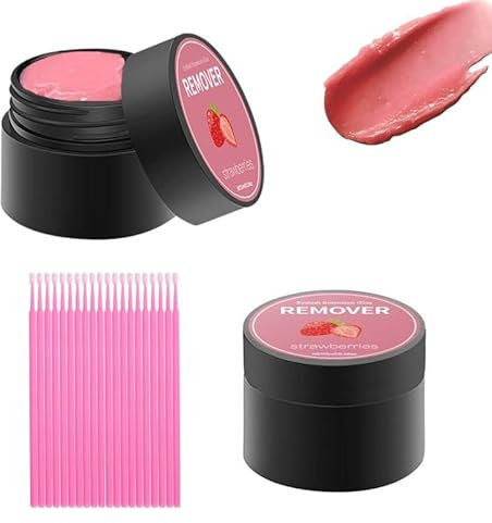 2Pcs Wimpernkleber Entferner Wimpern Remover Lash Remover Wimpernverlängerung Lash Extensions Entferner Schnelle Auflösung Geringe Reizung mit 20 Wattestäbchen (5g，Erdbeergeschmack)