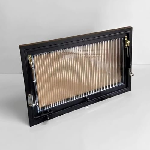 Ventana de concesión de metal abatible negra, panel rectangular de ventilación interior, ventanas plegables de repuesto para baño, 60 x 50 cm, elegante