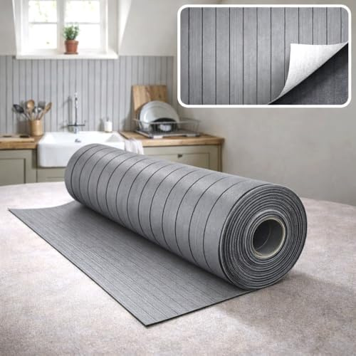 1,8 m² SXP-Schaum Selbstklebende 3D Lamellen Wandverkleidung Rolle 60x300 cm – Lamellenoptik Holzoptik – Schall- & Wärmedämmend, Tapete für Wand & Decke ((Grau Eiche KC-1058B))