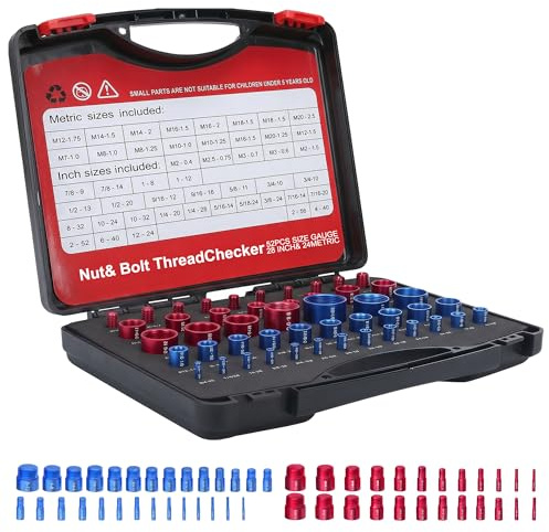 Gewindelehre 52-teilig – Thread Checker 28 Zoll 24 metrisch aus Aluminium | Gewindeprüfer für Schrauben Muttern Werkstatt Präzisionsprüfung Mechaniker und DIY