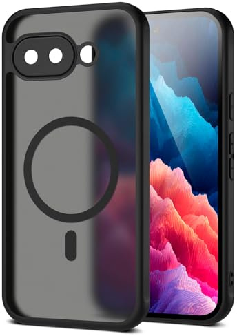 moex für Google Pixel 9a Hülle kompatibel mit MagSafe, Handyhülle Hardcase Stoßfest mit Kameraschutz, Translucent Back Cover, Schutzhülle Wireless Charging, Halo Case, Schwarz