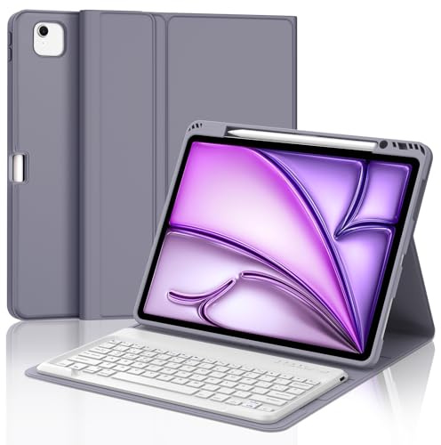 FOGARI Teclado para iPad Air 13 M4/M3/M2 2026/2025/2024 | Funda con Español Ñ Teclado Bluetooth Magnético Desmontable para iPad Air 13 M2/M3/M4 2025/2026, Púrpura