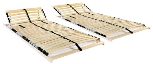 Drainlyn Lattenroste 2 STK 70x200 cm mit 28 Latten 7 Zonen Buchenholz-Birke Rahmen verstellbar für Einzelbett und Jugendbett komfortable Unterstützung