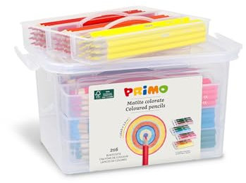 Primo - Bunstifte für Kinder ab 3 Jahren mit Mine, Ø 2,9 mm, 216 Stück in 12 Volltonfarben, Verwischbar, Kinderfarben zum Ausmalen, Kreative Arbeiten und für Hobby, Stifte-Set für Schreibwaren