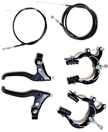 eRadius Complete Bicycle Caliper Brake Set | Front & Rear Cables | Lever Set | V Brake Accessories | BMX MTB Bikes Old School Complete Caliper Set