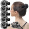 RC ROCHE 6 Stück Oktopus Dutt Rund Haarspange Haarklammer Fester Halt Haarkrallen Rutschfest für Damen Dickes Haar Haargreifer Clip Set Vogelnest, Medium Schwarz