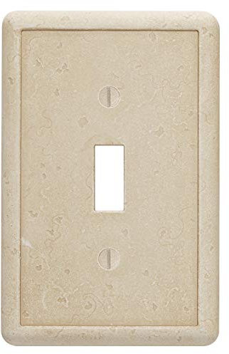 Questech Light Switch Cover, Single Toggle Wall Plate for Electrical Outlets, 1-Gang Single Switch Plates Standard Size Receptacle Cover, Decorative Tumbled Texture, Travertine