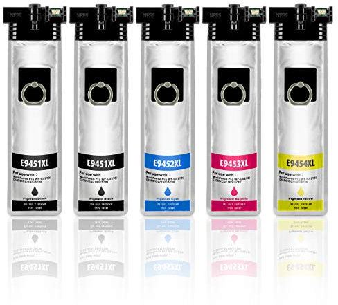 ESMONLINE 5er Set komp. Druckerpatronen als Ersatz für Epson T944 T945 Workforce Pro WF-C5210DW WF-C5290DW WF-C5290DW BAM WF-C5710DWF WF-C5790DWF T 9451-9454 / T 9441-9445 / C13T945140-C13T945440 XL