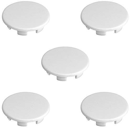 5x CACHE ROND A CLIPSER PLASTIQUE BLANC BOUCHON PROTECTION TROU MEUBLE MUR CLOISON (Ø14.3mm (9/16))