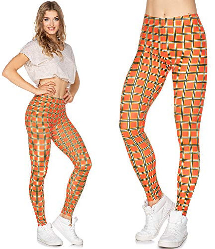 FUTURO FASHION Damen-Leggings, volle Länge, für Yoga, Fitness, Laufen, Fitnessstudio, Sport, Stretchhose, FFCP Gr. One size , Crazy Orange