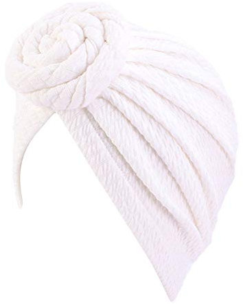 Asudaro Muslim Turban, Bandana Cap Sommermütze Bandana Kopftuch Atmungsaktive Kopfbedeckung Headwrap Schals Donut Chemotherapie Kappe für Frauen Chemo Haarverlust Weiß