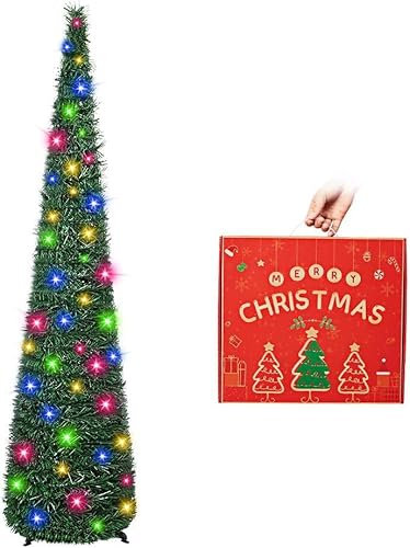 N&T NIETING Árbol de Navidad con soporte, 152 cm, reutilizable, plegable, para decoración de Navidad, hogar, oficina