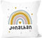 SpecialMe® Kissen-Bezug Kinder Regenbogen mit Namen Herz Wunschname Namenskissen Kinder Baby Jungen weiß 40cm x 40cm