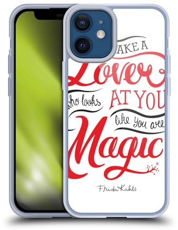 Head Case Designs Offizielle Frida Kahlo Liebende Weiss Typografie Gelhülle [Militärischer Schutzgrad] Kompatibel Mit Apple iPhone 12 Mini Und Kompatibel Mit MagSafe