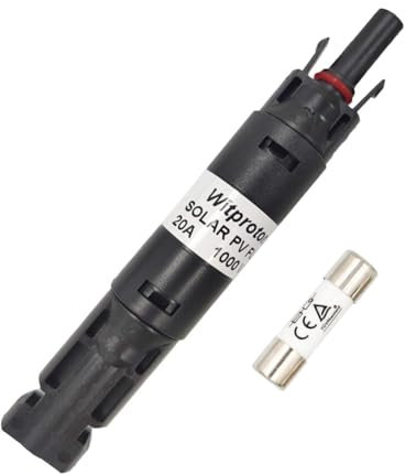 Witproton 20A Solar wasserdicht Sicherungshalter Solarsicherung IP68 Wasserdichter 1000-V-Inline-Sicherungshalter für Wechselrichter Solar System-Schutz (20A)
