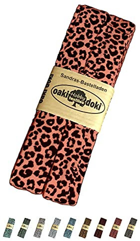 Sandras-Bastelladen Oaki Doki Schrägband/Einfassband Tricot de Luxe Jersey gefalzt 3m x 20mm 3008-Leopard Marsala
