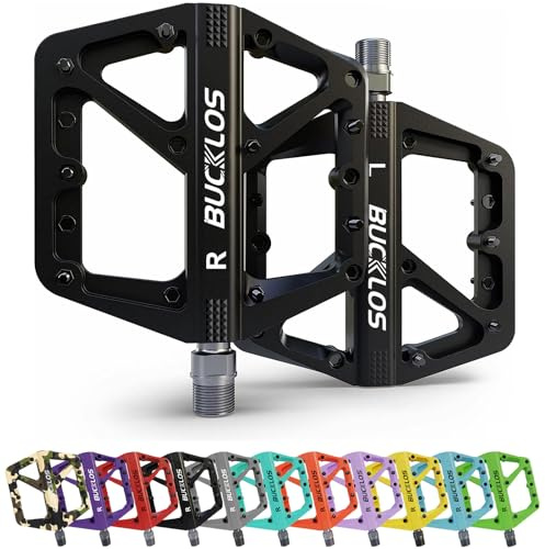 BUCKLOS Mountain Bike Pedals MTB Pedals Large Flat with Anti-Slip Adult