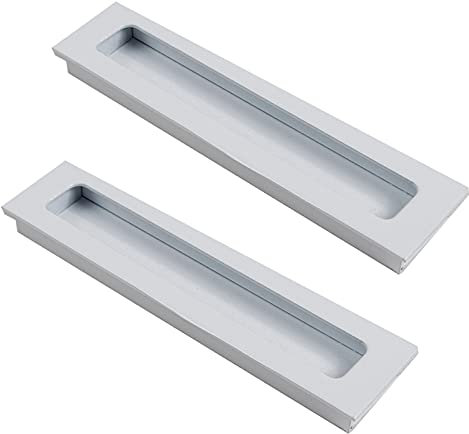 Confezione da 2 Maniglie da incasso per porta scorrevoli da incasso a scomparsa Tiretti nascoste in Lega di alluminio Pomello per cassetti Maniglione per porta,bianca (Hole distance 128mm)
