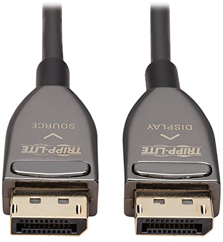 Eaton Tripp Lite DisplayPort-Kabel mit aktivem optischen Anschluss (AOC), 8K 60 Hz (M/M), CL3-Norm, einrastende Stecker, schwarz, 15 m (49 ft.) (P580F3-15M-8K6)