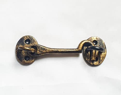 Manor Antique Brass Plain Cast Iron Cabin Hook and Eye 100mm 4