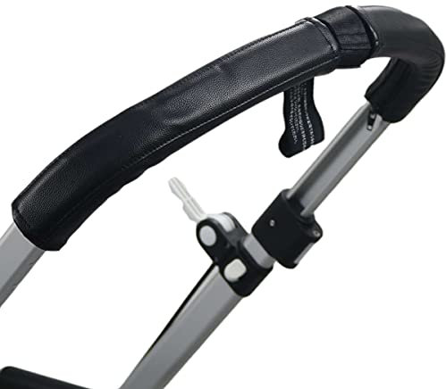 Kinderwagen-Griffhülle aus PU-Leder, kompatibel mit Bugaboo Cameleon Kinderwagen, abnehmbare Kinderwagen-Griffhülle mit Reißverschlussöffnung, staubdicht, wasserabweisend (schwarz)