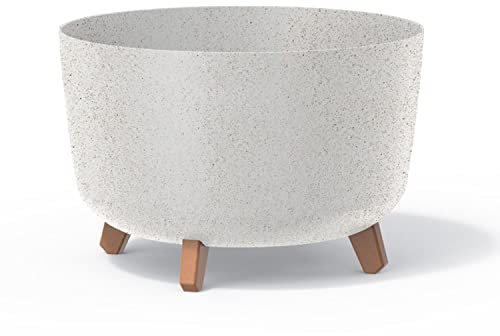 Pot de fleurs bas 21,5L avec pieds amovibles et insert 390 mm, Blanc gres