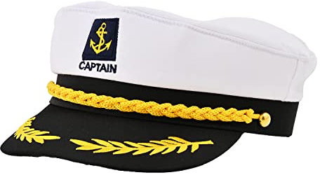 Lezevn Jomnvo White Sailor Marine Captains Hat Adult Yacht Boat Ship Sailor Captain Costume Hat Cap Navy Marine Admiral