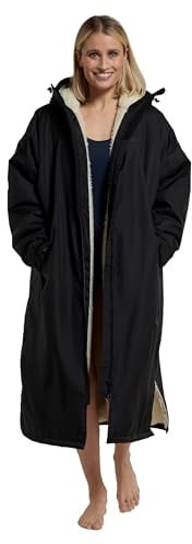Mountain Warehouse Tidal Womens Waterproof Changing Robe - IsoTherm & UPF 50+ Windproof Ladies Poncho with Taped Seams - Spring Summer, Wet Weather & Swimming Black (01) M