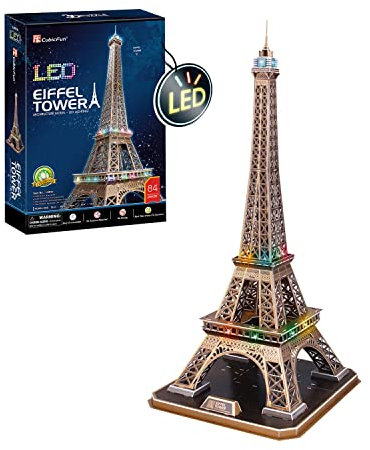 3D Puzzle - Tower Eiffel Led | 3D Puzzle Kinder Ab 8 Und 3D Puzzles Erwachsene | Modellbausatz Erwachsene | Geschenk Für Kinder | 3D Puzzles | 84 Teilen