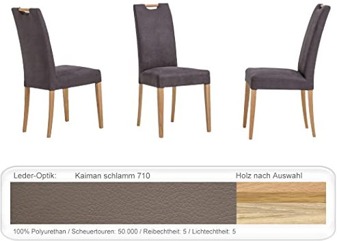 6X eleganter Polsterstuhl Silvana hochwertiger Stuhl Esszimmerstuhl Massivholzstuhl Küchenstuhl Verschiedene Varianten, Holzart:Eiche Sonoma lackiert, Bezugstoff:Kaiman Schlamm