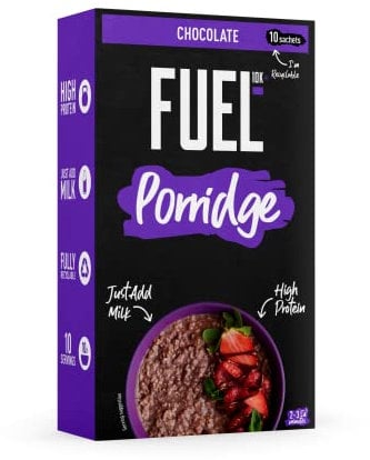 FUEL10K Chocolate Protein Porridge Oat Cereal Sachets, 10 x 36 g (Pack of 8)