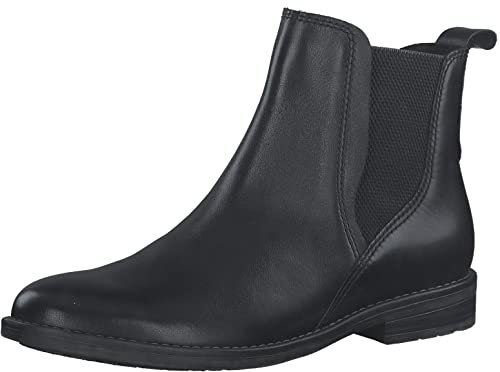 MARCO TOZZI Damen Chelsea Boots aus Leder Elegant, Schwarz (Black), 37 EU