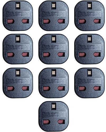 Travel Adapter UK to Europe Black Plug Adapter UK to EU, UK 3 Pin to Plug European/France/Poland/Europe (EU) 2 Pin Adapter Travel (Black (Pack of 10))