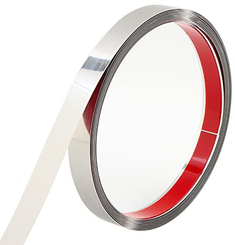 Trimold Moulure murale en acier inoxydable - Décollez et collez - Bordure en métal autocollante flexible pour plafond, cadre de miroir et plus encore - Finition semblable à un miroir