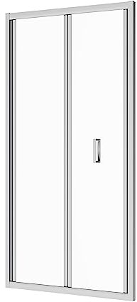 Box Doccia Nicchia 90 cm Mod. Capri Apertura A Libro Soffietto Vetro Temperato 6mm Trasparente Profili in Alluminio Cromato Flat Design Maniglia in Abs Cromato