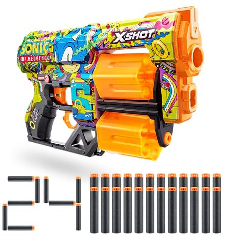 XSHOT Skins Sonic Hyper Spike Dread Blaster – Skin mit Sonic The Hedgehog (24 Darts) von ZURU