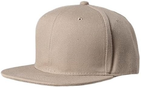 Boolavard Klassische Snapback-Mütze, Mütze, Hip-Hop-Stil, Flacher Schirm, blanko, einfarbig, verstellbare Größe (Khaki)