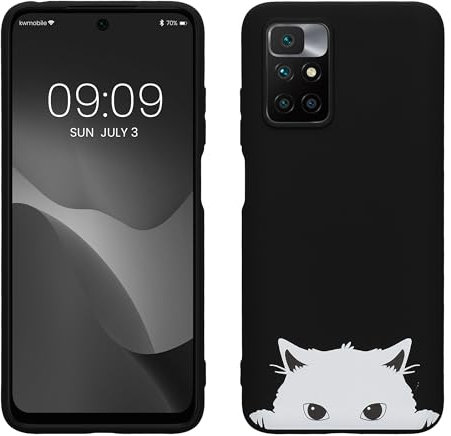 kwmobile Coque pour Smartphone Compatible avec Xiaomi Redmi 10 (2021/2022) - Housse de téléphone en Silicone Noir-Blanc