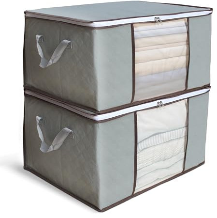 RANVAL Contenitori Salvaspazio per Armadio - Scatole Organizer - 2 Pezzi da 85L