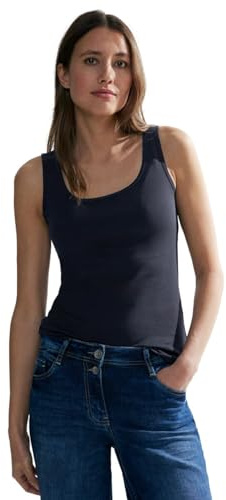 CECIL Damen Style Linda Basic Top Baumwolle, Universal Blue, XS EU