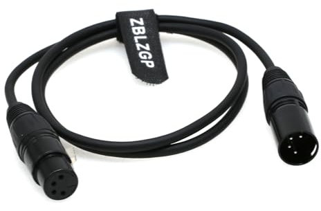 ZBLZGP XLR 4 Pin Male to XLR 4 Pin Female Power Supply Extension Cable for Camera Monitor Godox VL150 VL200 VL300 LED Lighting (Regular 4Pin XLR Cable, 1M)