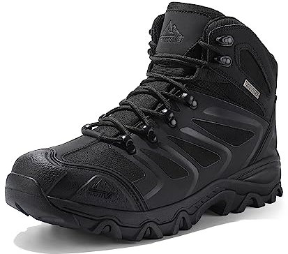 NORTIV 8 Stivali da Trekking da Uomo Escursionismo All'aria Aperta Scarpe da Trekking Scarponi Scarpe da Arrampicata Alpinismo,Size 43,Tutto Nero,160448_M-E