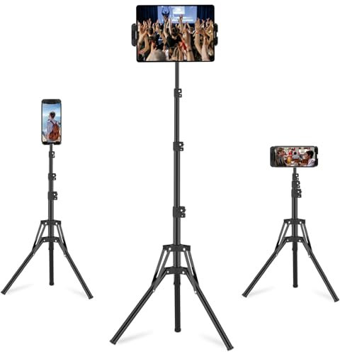Karoten Supporto Treppiede Tablet,Supporto iPad Fino a 160cm/65 Pollici,Supporto iPad Treppiede Regolabile a 360° per iPad Pro,iPad Mini,Samsung Galaxy Tab (Tutti i 4.7-13.5 Pollici) Supporto Tablet