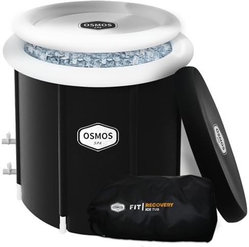 Portable Ice Bath Tub for Athletes - OSMOS 105 Gallons Large Inflatable Cold Plunge Tub with Cover, Nylon Fabric Ice Plunge Tub for Recovery, Cold Water Therapy Pod at Home Outdoor for Adults 31.5 in