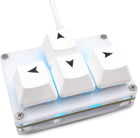 BTXETUEL Mini 4-Key Keypad WASD Arrow Key Keycaps Keyboard One-Handed Mechanical Gaming Keypad Programmable USB-C Customized Keyboard for Working or Gaming (White, Arrow Keycaps 1)