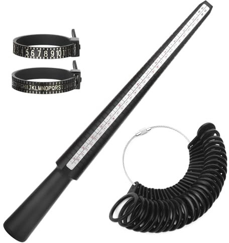 Ringgrößenmesser Ringmaß Schablone Set Ringgrössenmesser Deutsche Größen Ring Sizer Set Ringstock zum Messen von Ringdurchmessern, Größenstandard UK, EU, USA